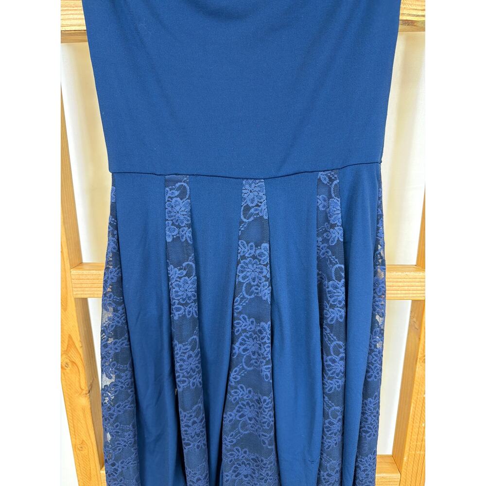 Weissman Cobalt Blue Lace Insert Dress Size SMALL Dance Competition - Picture 2 of 8
